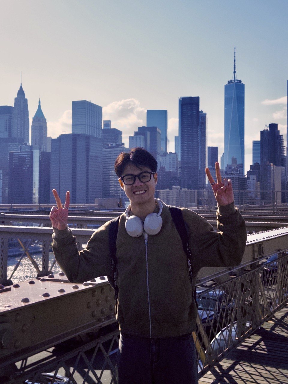 Clarence Boey on the Brooklyn Bridge